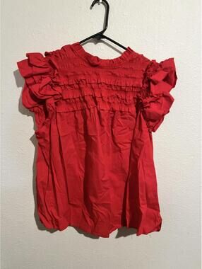 Marc New York Andrew Marc Red Ruffle Sleeve Blouse 2X